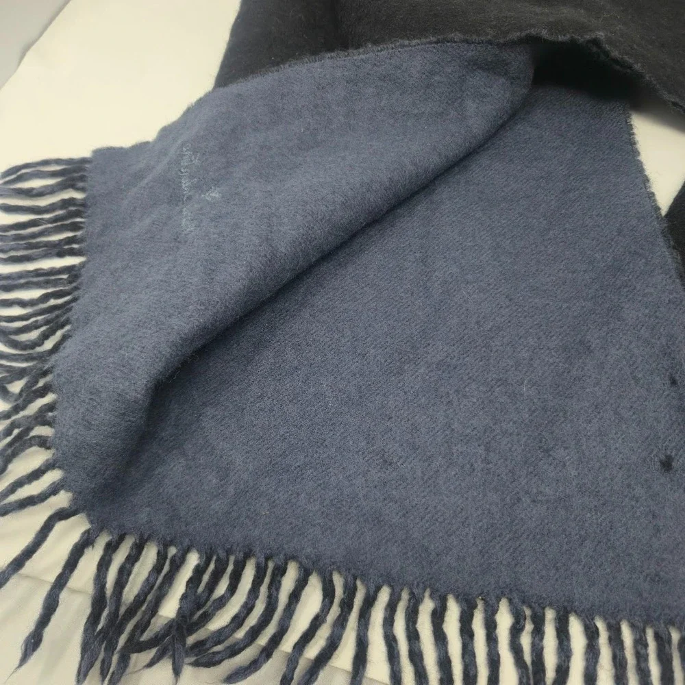 Vintage Mario Valentino‎ Scarf Reversible Black/Dark Gray Wool 58
